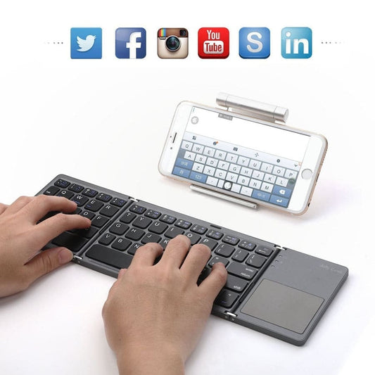 FlexPad UltraSlim: O Mini Teclado Dobrável com Touchpad Bluetooth Flexível